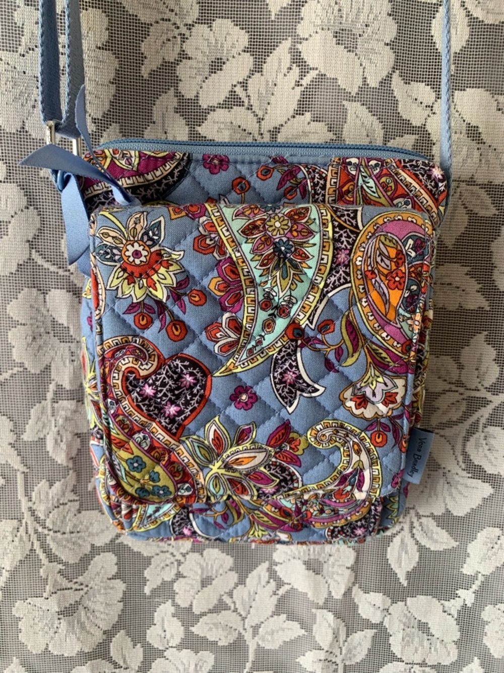 Vera Bradley Powder Blue Paisley Quilted Crossbody